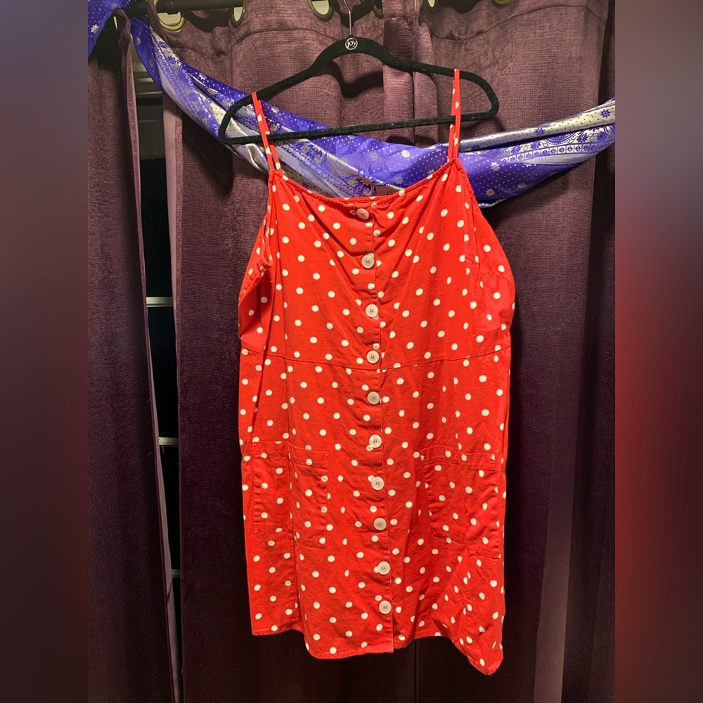 Cute Red Polka-dot Button Through Sundress